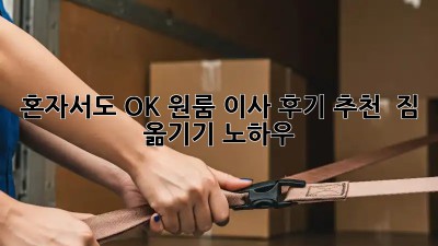 혼자서도 OK! 원룸 이사 후기 추천 & 짐 옮기기 노하우